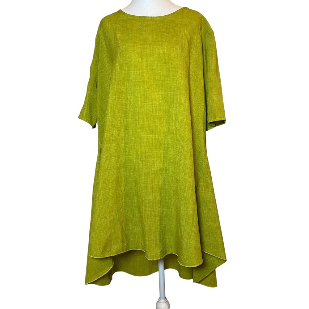 Patrizia Luca Milano Dress High Low Hem Casual Green Dress Size M‎ Lightweight